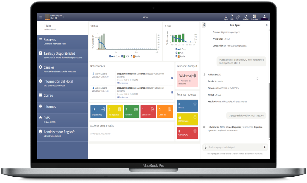 Pantalla de Enia, la Inteligencia Artificial del programa de software de Engisoft