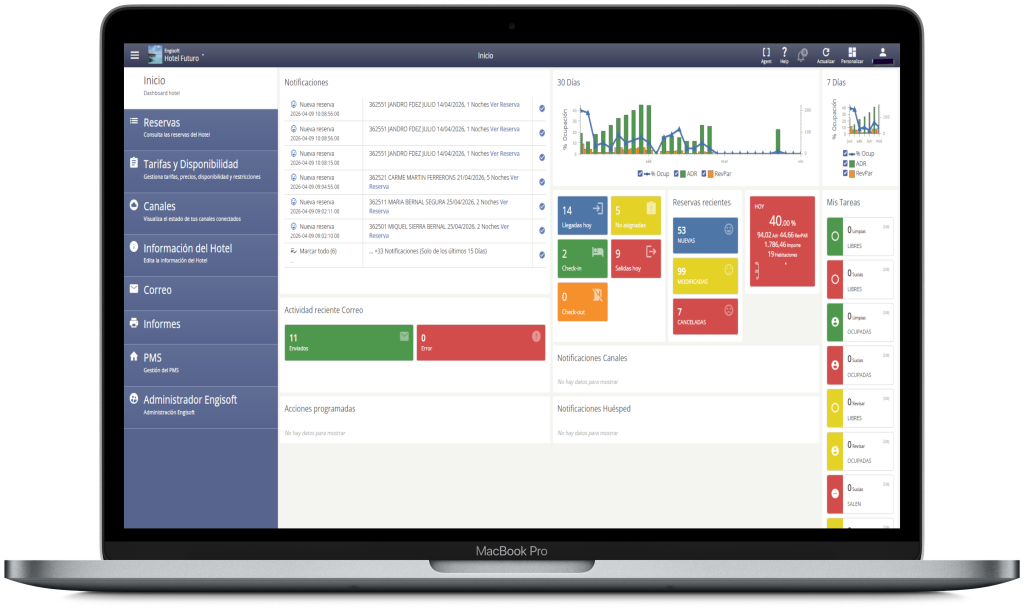 Imagen pantalla de check in de Engisoft Hotel Software